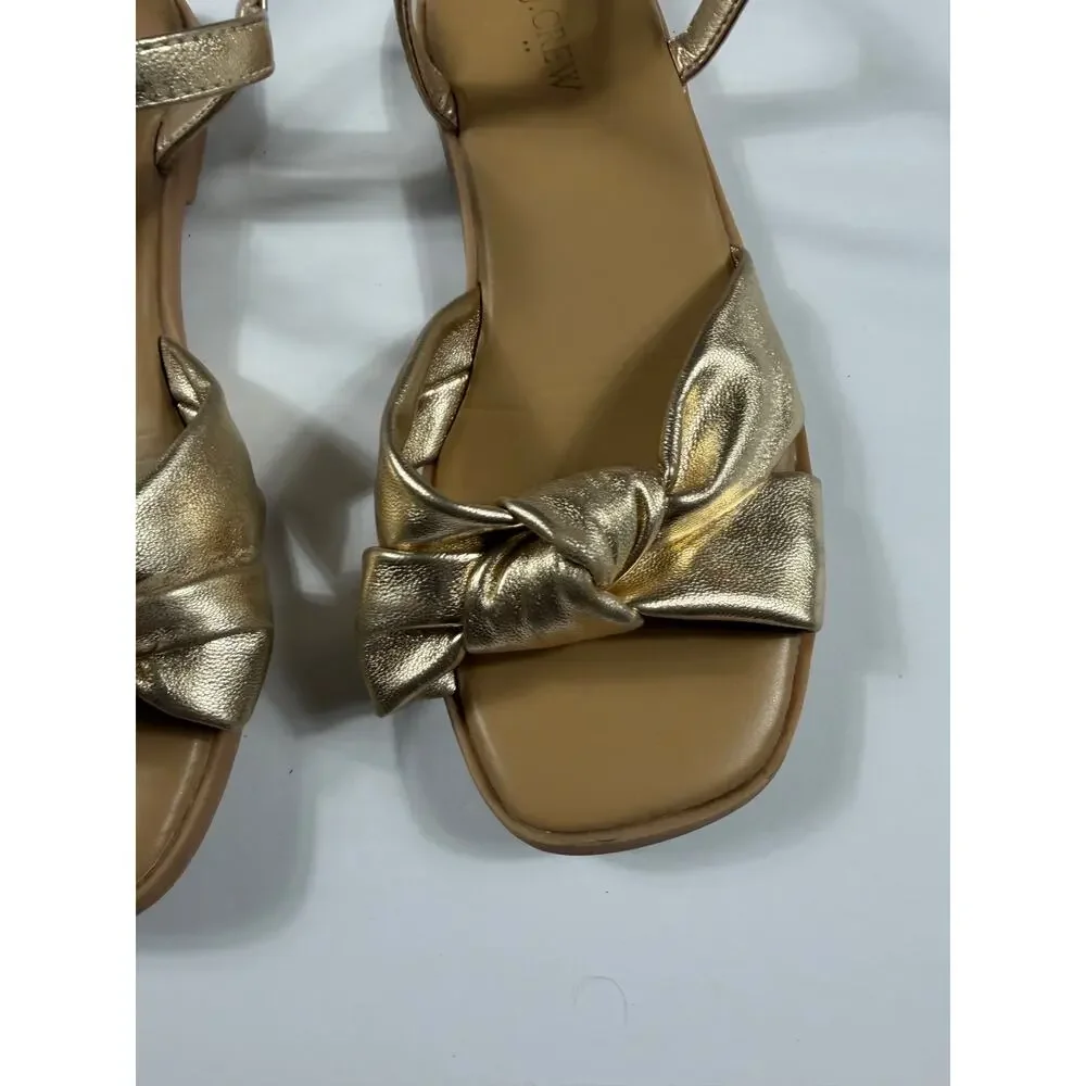 J.Crew Crewcuts Metallic Gold Bow Ankle Strap Sandals Girls Size 1